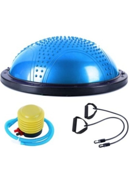 Dikenli Masaj Nokta Bosu Ball, Denge Yarım Pilates & Yoga Topu Mavi