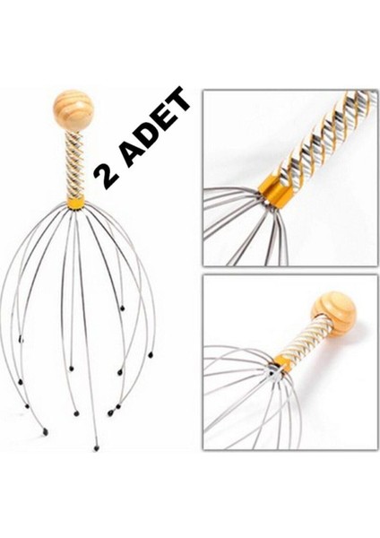2 Adet Kafa Masaj Aleti Boyun Baş Saç Deri Kaşıma Teli Anti Stres Telli Masaj Alet