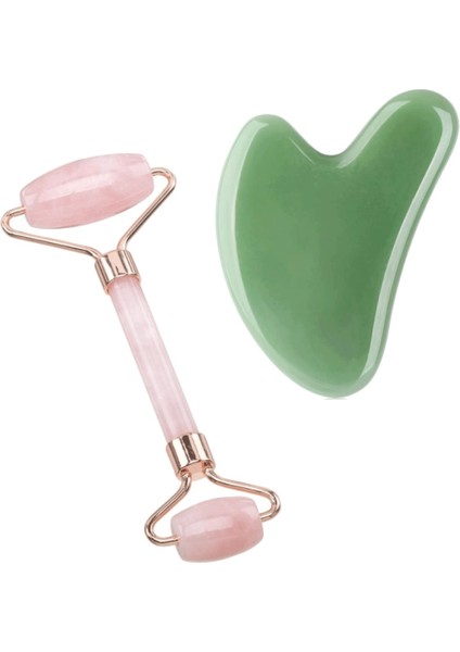 Masaj Taşı Pembe Kuvars Roller ve Guasha Face Roller