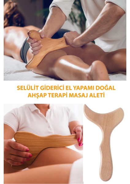 Anti Ahşap Terapi Masaj Aleti ve Akapunktur El Yapımı Lenf Drenaj Gua Sha