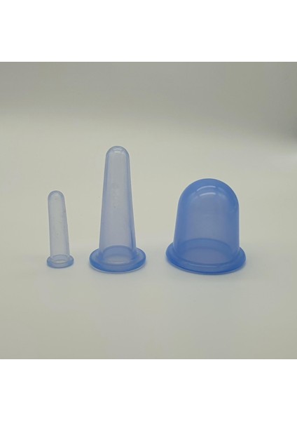 Silikon Yüz ve Boyun Masaj Kupa Seti 3'lü Mavi Renk