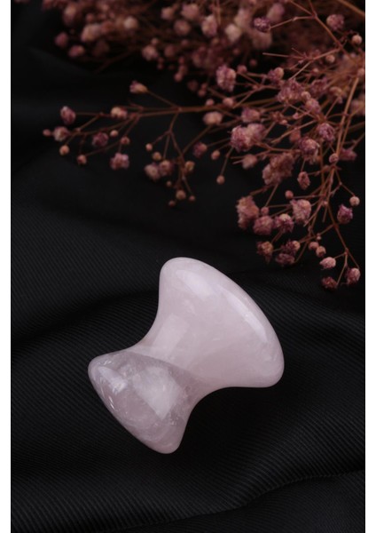 Mantar Kesim Gua Sha Pembe Kuvars Taşı Vücut ve Yüz Cilt Masaj Taşı MS0044