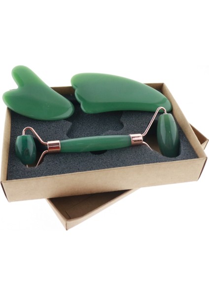 Jade Roller Kalp ve Melek Kanadı Yüz Amsaj Taşı Set