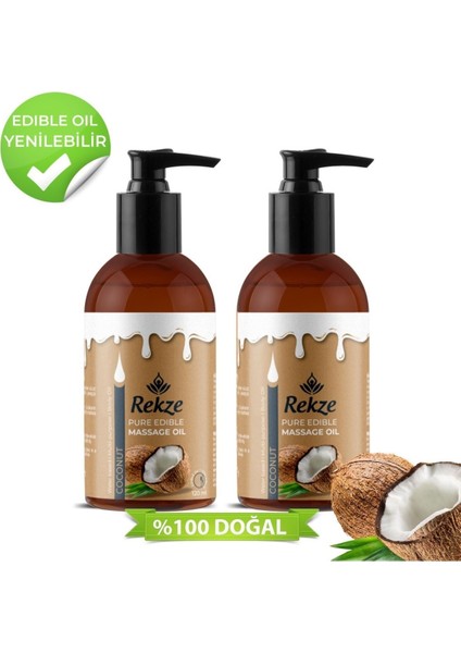 2 Adet Hindistan Cevizi Aromalı Yenilir Vücut Masaj Yağı 120 ml