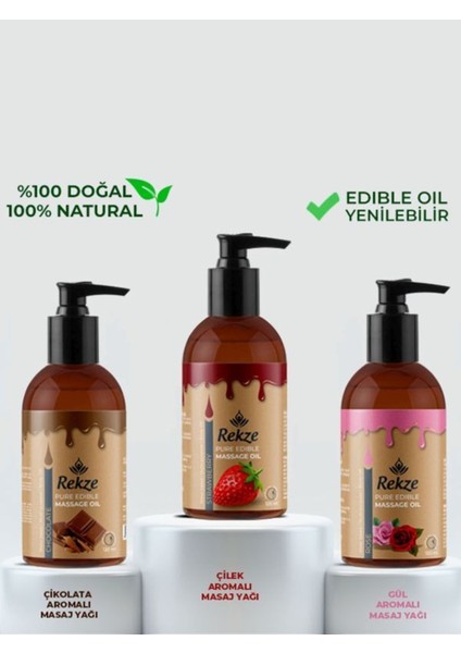 Çikolata + Çilek + Gül Istek Arttırıcılı Isıtıcılı Vücut Masaj Yağları 120ML