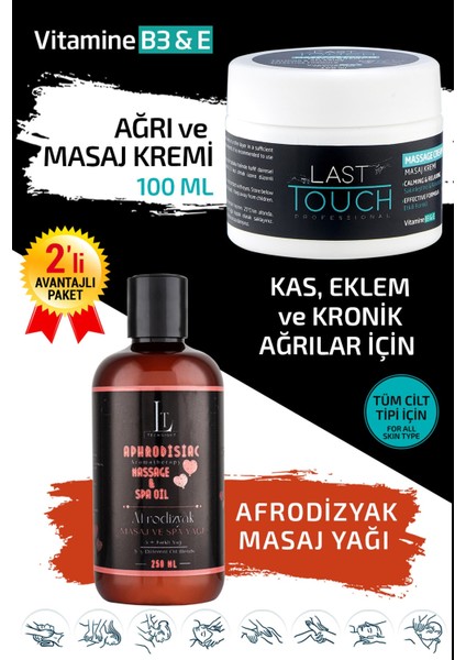 2'li Paket Aromaterapi Masaj Yağı 250 ml Masaj Kremi 100 ml