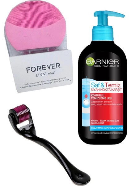 Siyah Nokta Karşıtı Kömürlü + Forever Cilt Temizleme& Masaj Aleti + Derma-Roller