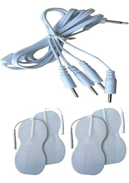 4 Adet (2 Paket) Tens Pedi ve 4 Uçlu Tens Kablosu