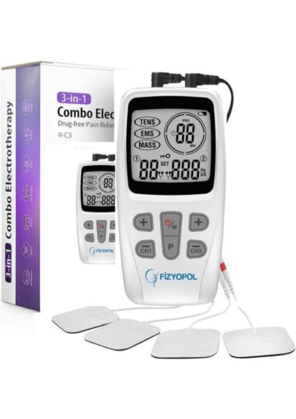 Tens Ems Masaj Cihazı ve Kablolu Yedek Elektrod Tens 8'li