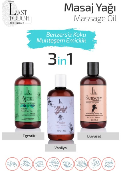 Masaj Yağı 3'lü Seri ( Vanilya+Egzotik+Duyusal )