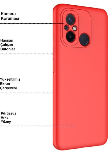 Xiaomi Redmi 12C ile Uyumlu Kapak Kamera Korumalı Içi Kadife Lansman Silikon Kılıf - Siyah