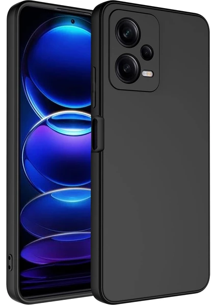 Case World Xiaomi Redmi Note 12 ile Uyumlu Kapak Kamera Korumalı Içi Kadife Lansman Silikon Kılıf - Siyah