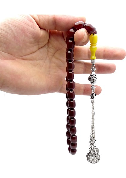 Sarı Imamemli Eskitme Kesim Sıkma Kehribar Tesbih fiyatları