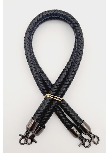 Siyah Örme Çanta Sapı Füme Metal