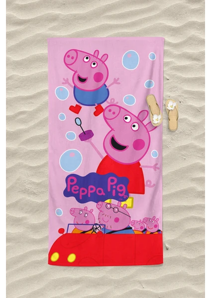 Erays Home Erayshome Peppa Pig Desenli Baskılı Plaj Havlusu