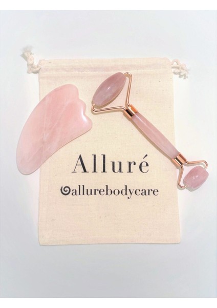 Alluré Rose Quartz Face Roller & Gua Sha