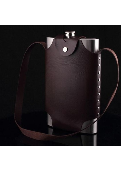 64 Oz Büyük Kapasiteli Açık Taşınabilir Flagon Şarap Potu Paslanmaz Çelik Şarap Şişesi Kalça Şişesi Deri Kapak ile | Kalça Şişeleri (Yurt Dışından)