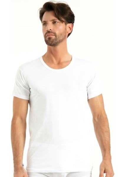 Beyaz Pamuk Sıfır Yaka Atlet