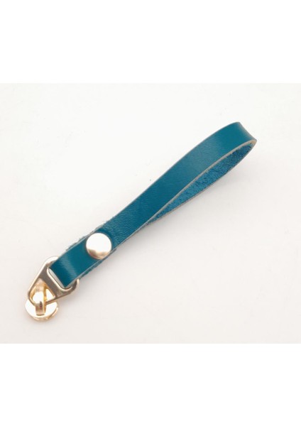 Turkuaz Renk Gerçek Derili Light Gold Döngülü Fermuar Başı