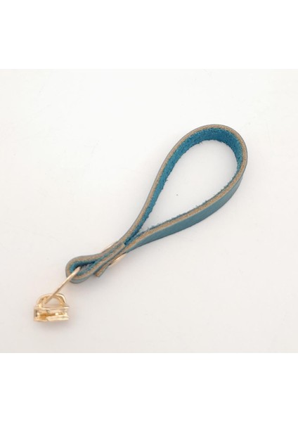 Turkuaz Renk Gerçek Derili Light Gold Döngülü Fermuar Başı fiyatları