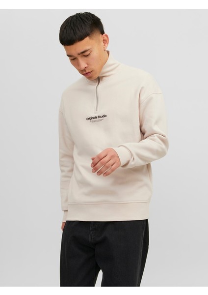 Jorvesterbro Sweat Quarter Zıp Hn Sn Erkek Bej Sweatshirt 12241777-Moonb