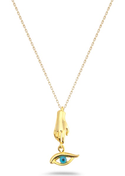 925 Ayar Gümüş Ellerimdeki Göz Kolye