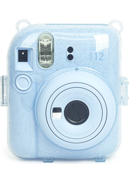 Instax Mini 12 Mavi Fotoğraf Makinesi - 10'lu Film - Kıskaçlı Stand - Pvc Albüm ve Simli Pleksi Kılıf Seti