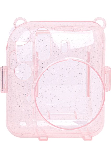 Instax Mini 12 Makine Uyumlu Pembe Simli Pleksi Kılıf