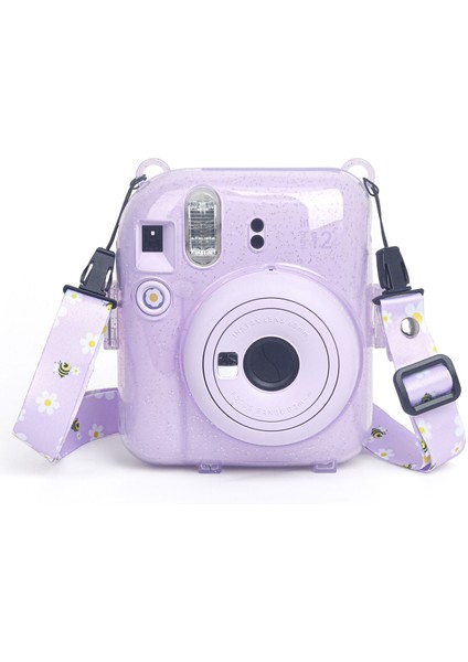 Instax Mini 12 Makine Uyumlu Lila Simli Pleksi Kılıf fiyatları