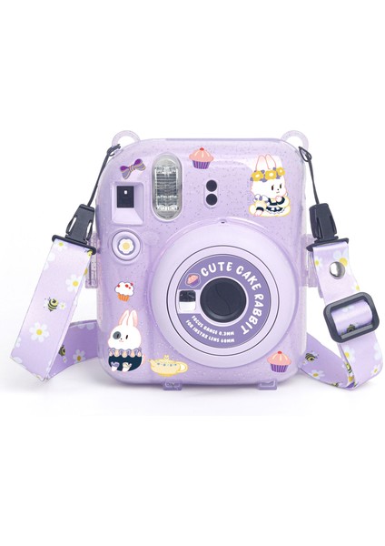 Instax Mini 12 Makine Uyumlu Lila Simli Pleksi Kılıf modelleri