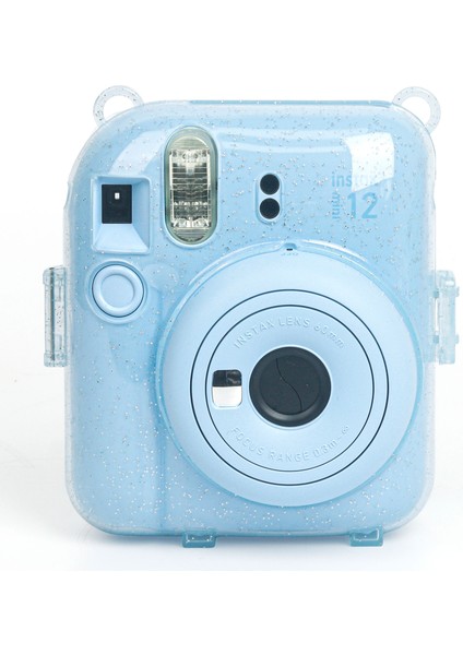 Instax Mini 12 Makine Uyumlu Mavi Simli Pleksi Kılıf