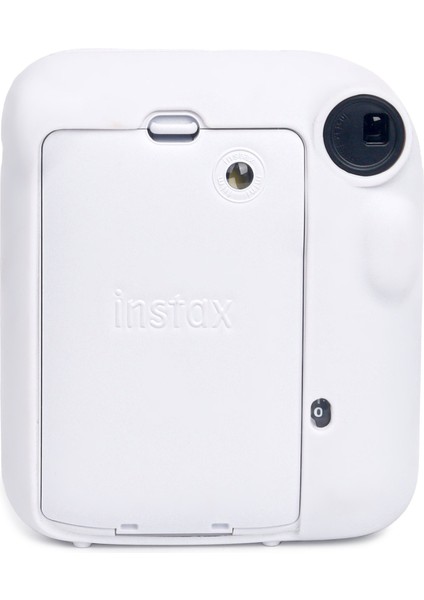 Instax Mini 12 Beyaz Fotoğraf Makinesi - 10'lu Film - Kıskaçlı Resim Standı ve Silikon Kılıf Seti