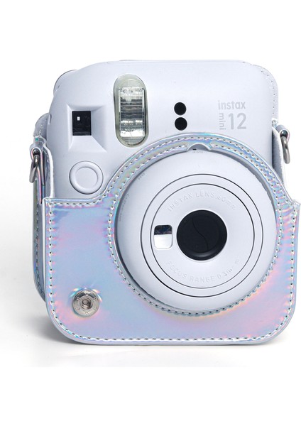 Instax Mini 12 Makine Uyumlu Silver Parlak Deri Kılıf