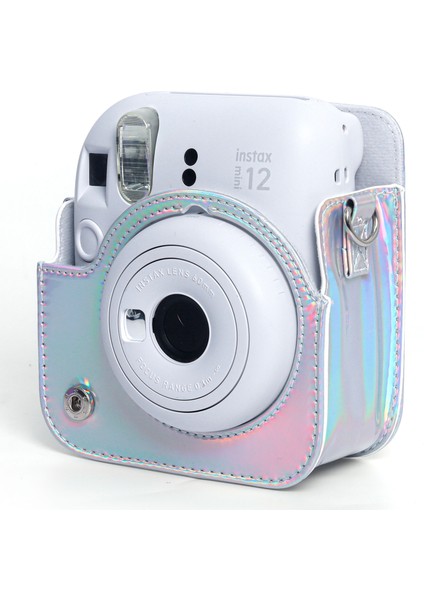 Instax Mini 12 Makine Uyumlu Silver Parlak Deri Kılıf