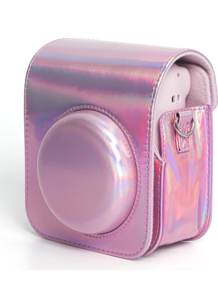 Instax Mini 12 Makine Uyumlu Pembe Parlak Deri Kılıf modelleri
