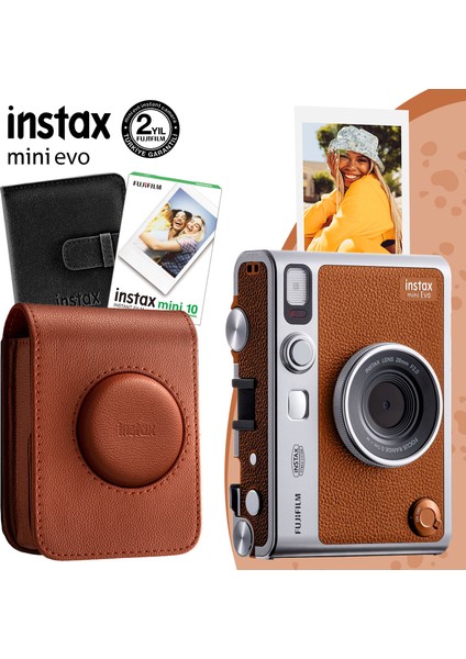 Instax Mini Evo Kahverengi Fotoğraf Makinesi ve Hediye Seti 2