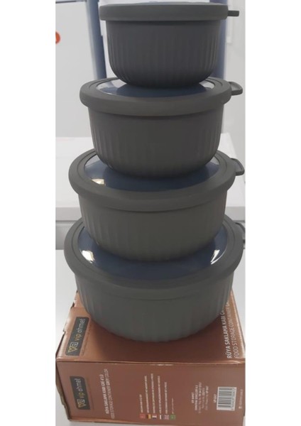 VP-047 Vakumlu Saklama Kabı Gri 4 Lü