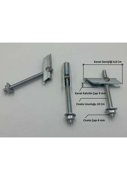 Denge Alçıpan ve Boşluk Dübeli Konteyner Klima Askı Aparatı M6 x 100 mm 5 Adet