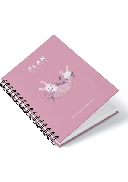 Deep Notebook Süresiz Planlayıcı Ajanda A5 Spiralli Şemsiye İçinde Tavşanlar Maskot Tasarımı