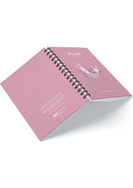 Deep Notebook Süresiz Planlayıcı Ajanda A5 Spiralli Şemsiye İçinde Tavşanlar Maskot Tasarımı