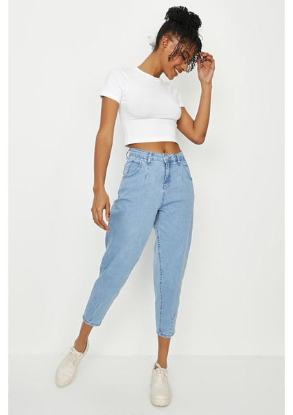 Kadın Pens Detaylı Balon Model Jeans