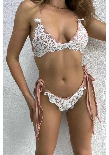 Lace Diamond Bikini - Pembe