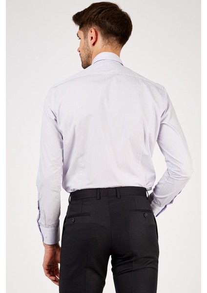 Erkek Açık Lila Düz Slim Fit Uzun Kol Gömlek fiyatları