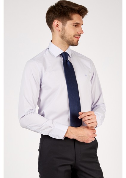 Erkek Açık Lila Düz Slim Fit Uzun Kol Gömlek modelleri