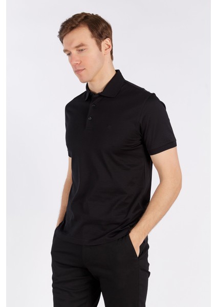 Erkek Siyah Düz Kısa Kol Polo Yaka T-Shirt fiyatları
