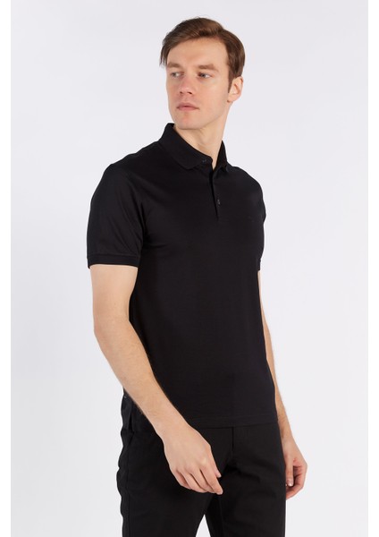 Erkek Siyah Düz Kısa Kol Polo Yaka T-Shirt modelleri