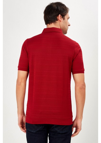 Erkek Bordo Jakarlı Kısa Kol Polo Yaka T-Shirt fiyatları