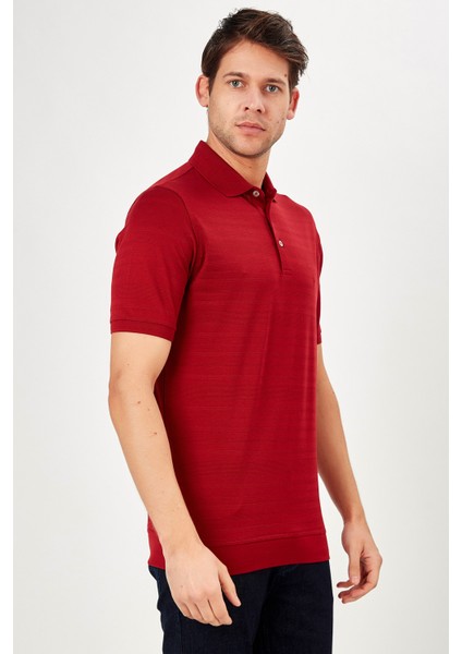 Erkek Bordo Jakarlı Kısa Kol Polo Yaka T-Shirt modelleri