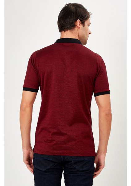 Erkek Bordo-Siyah Jakarlı Kısa Kol Polo Yaka T-Shirt fiyatları