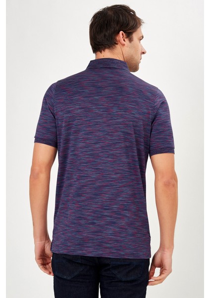 Erkek Mor Jakarlı Kısa Kol Polo Yaka T-Shirt